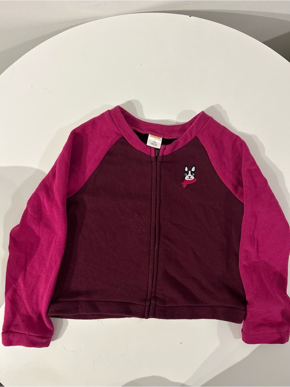 Gymboree Burgundy & Hot Pink Zip Fleece with Dog Patch